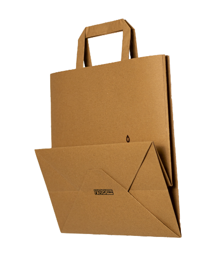 Paper bag with flat handle